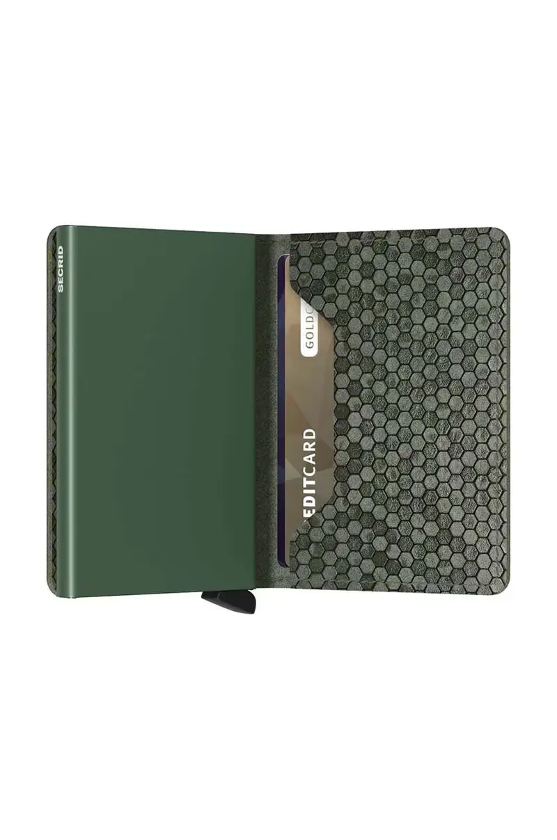 portafoglio in pelle Slimwallet Hexagon Green colore verde miniatura 4
