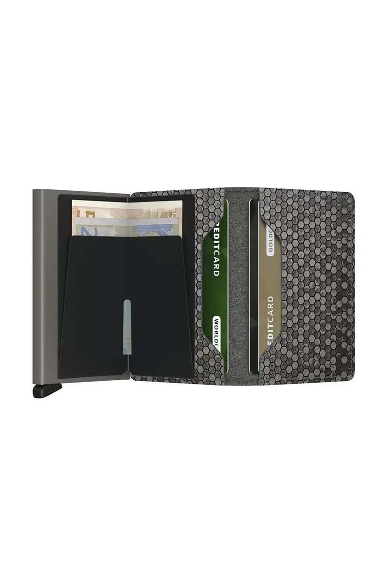 portafoglio in pelle Slimwallet Hexagon Grey colore grigio miniatura 3