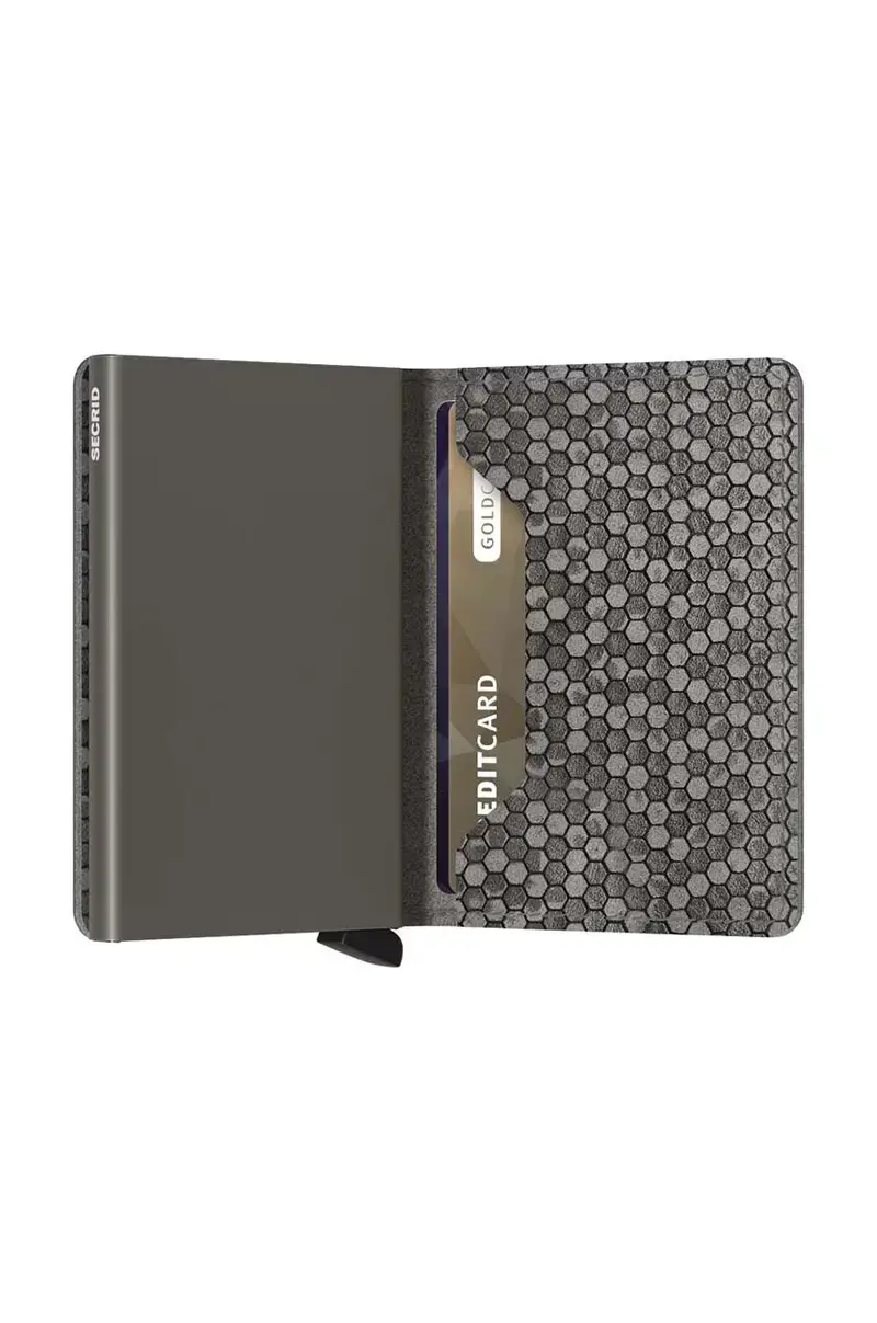 portafoglio in pelle Slimwallet Hexagon Grey colore grigio miniatura 4