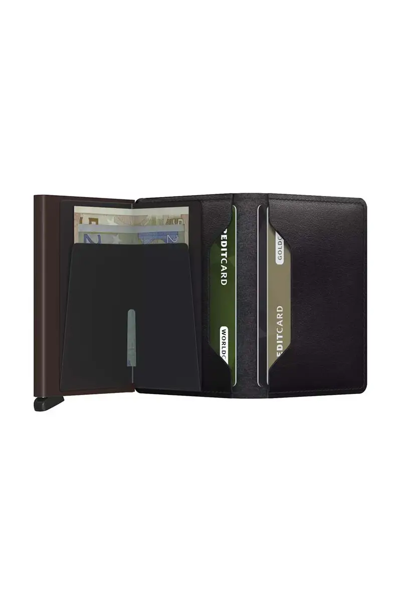 portafoglio in pelle Slimwallet Origina colore nero SO.BLACK.BROWN miniatura 3