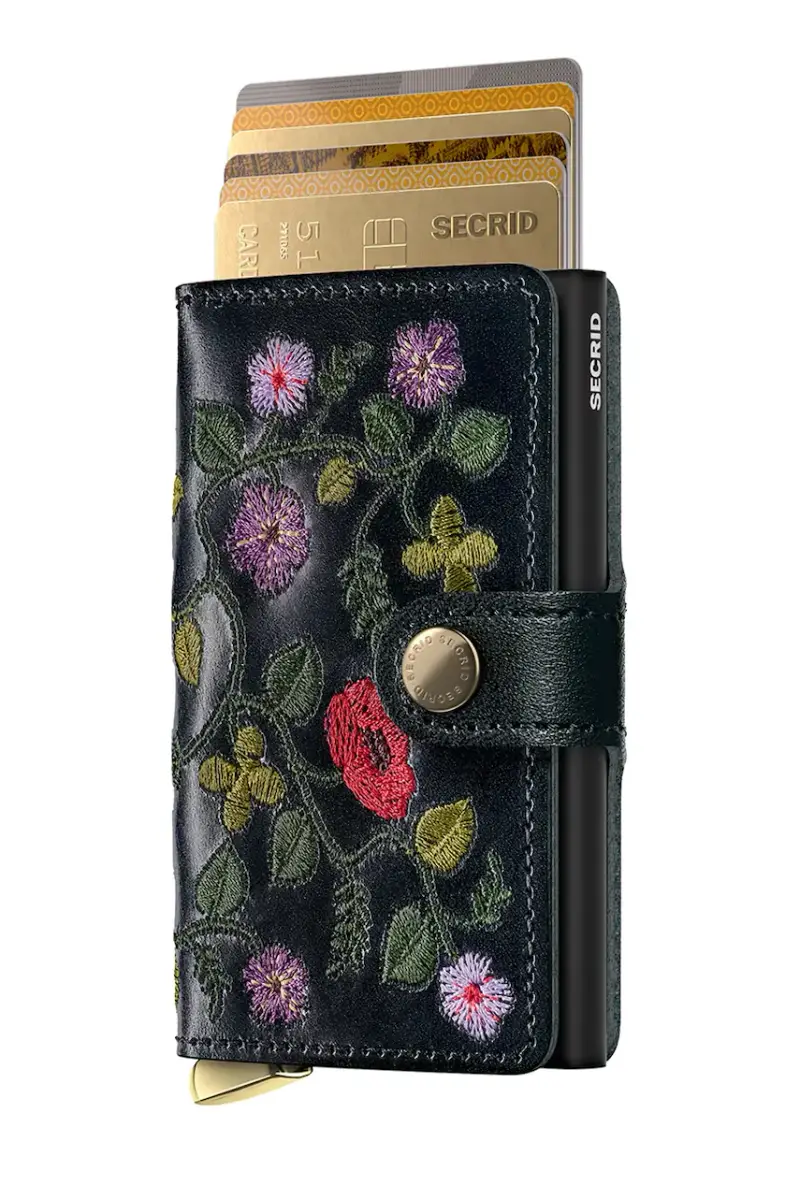 portafoglio in pelle STITCH FLORAL colore nero miniatura 2