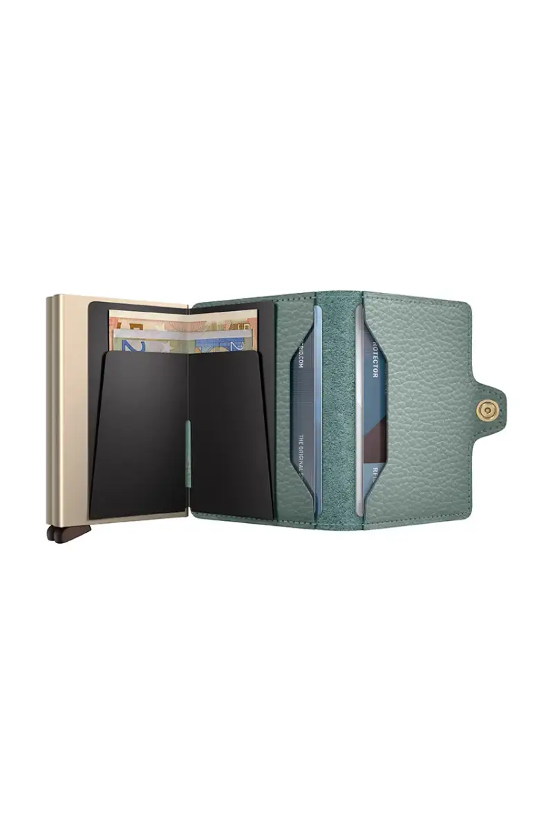 portafoglio in pelle Turchese miniatura 3