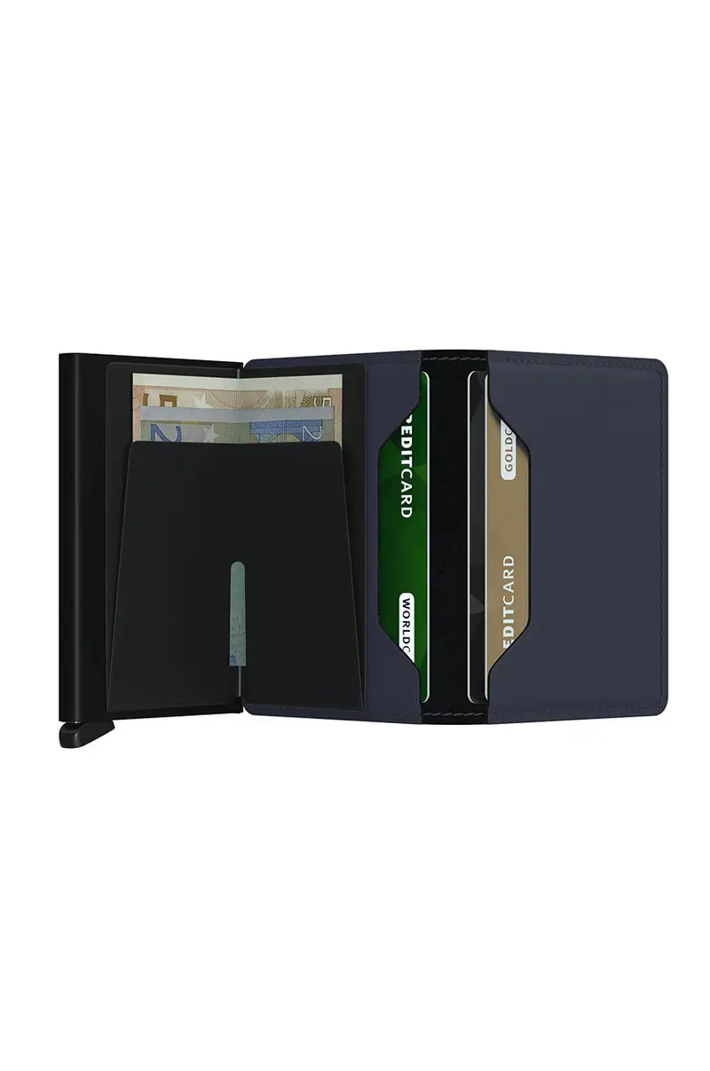 portafoglio in pelle uomo Blu navy miniatura 3