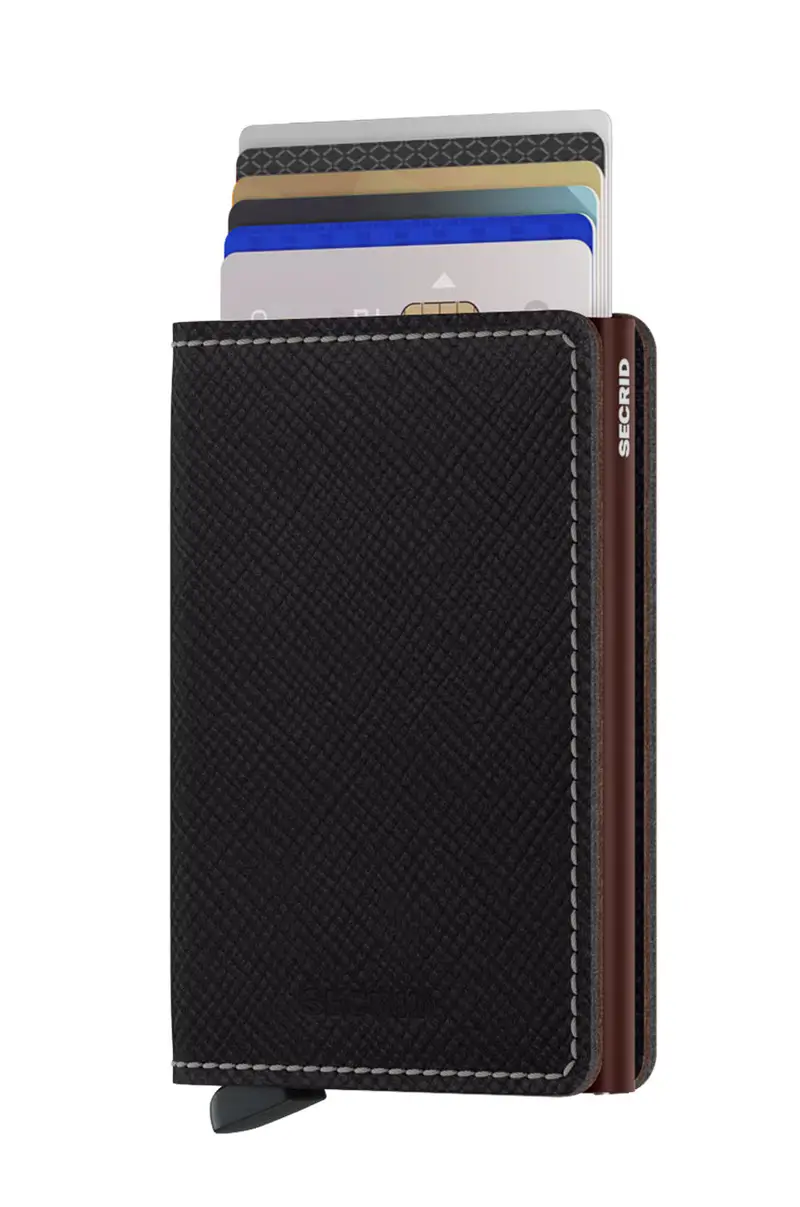 portafoglio in pelle uomo Nero miniatura 2