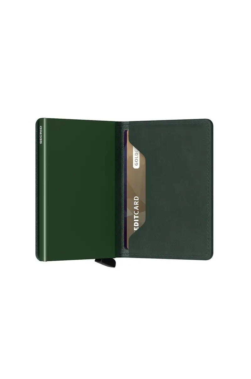 portafoglio in pelle Verde miniatura 3