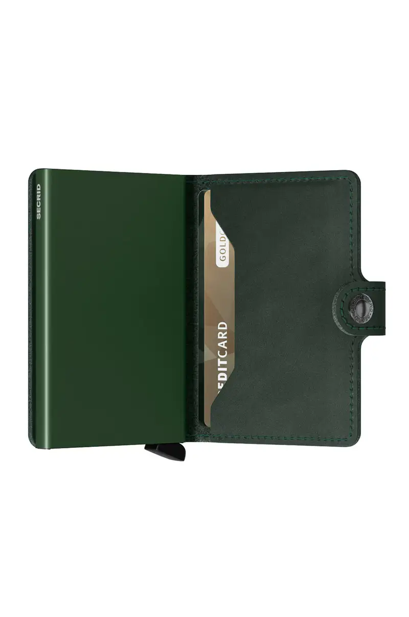 portafoglio in pelle Verde miniatura 3