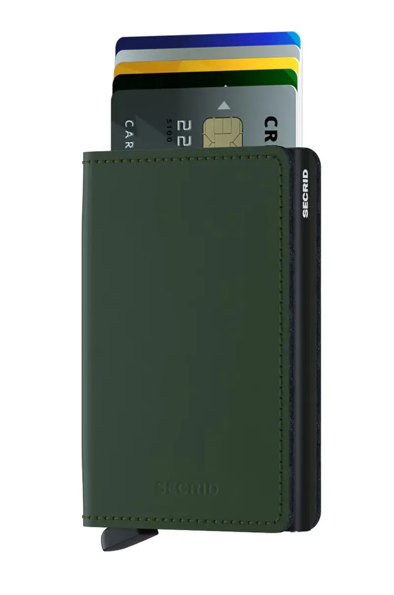 portafoglio in pelle Verde miniatura 2