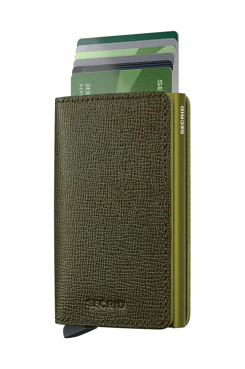 portafoglio in pelle Verde miniatura 2