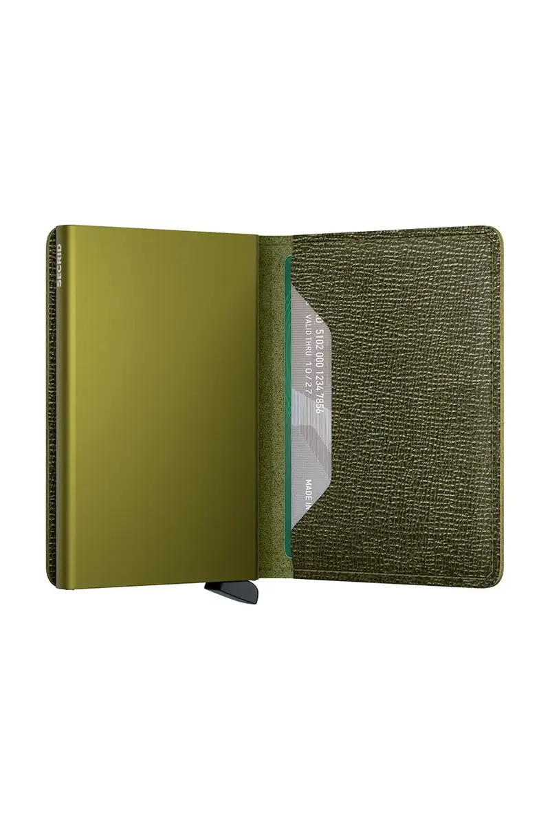 portafoglio in pelle Verde miniatura 4