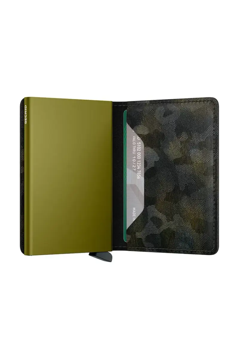 portafoglio in pelle Verde miniatura 4