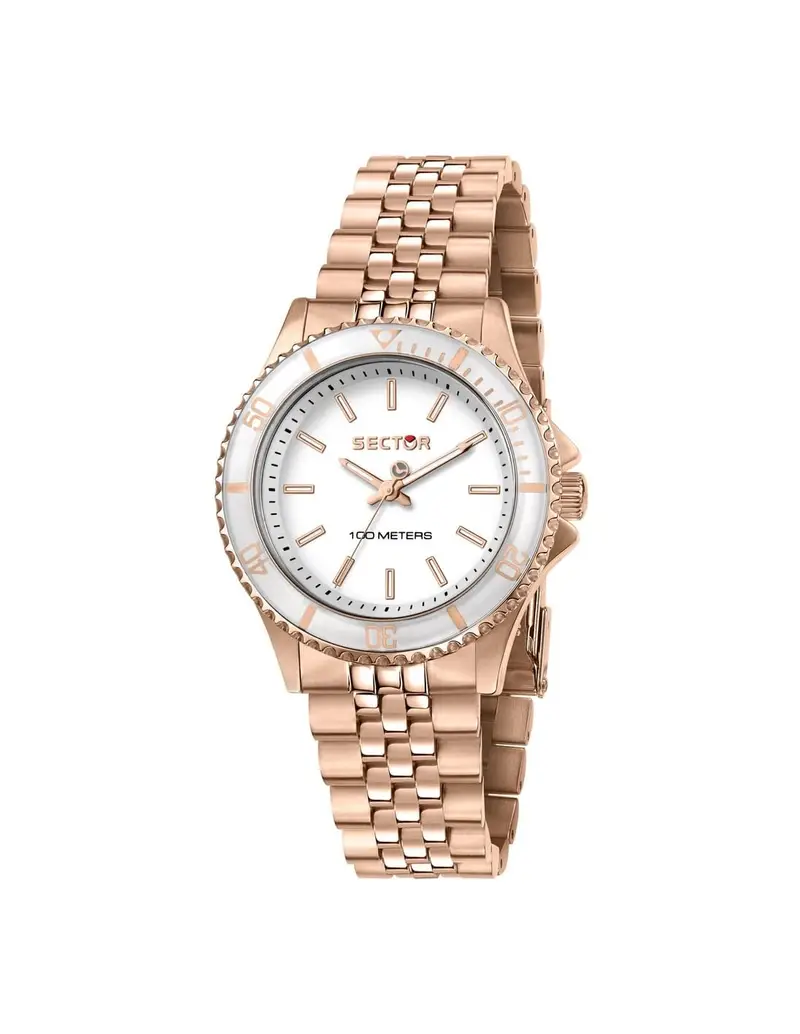 Orologio SECTOR 230 35MM R3253161531 White con cinturino in acciaio rosato