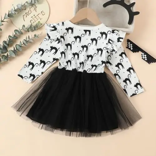 Sedotto Dai Lupi Ragazze Abiti A Maniche Lunghe Maglia Fumetto Cartone Animato Gatto Halloween Costume Partito Per Il miniatura 2