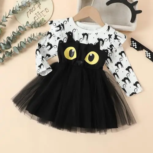 Sedotto Dai Lupi Ragazze Abiti A Maniche Lunghe Maglia Fumetto Cartone Animato Gatto Halloween Costume Partito Per Il miniatura 3