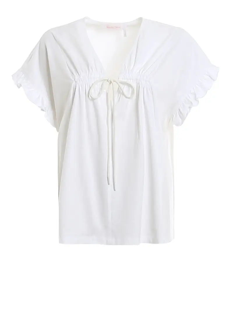 Blusa in jersey con laccio Bianco