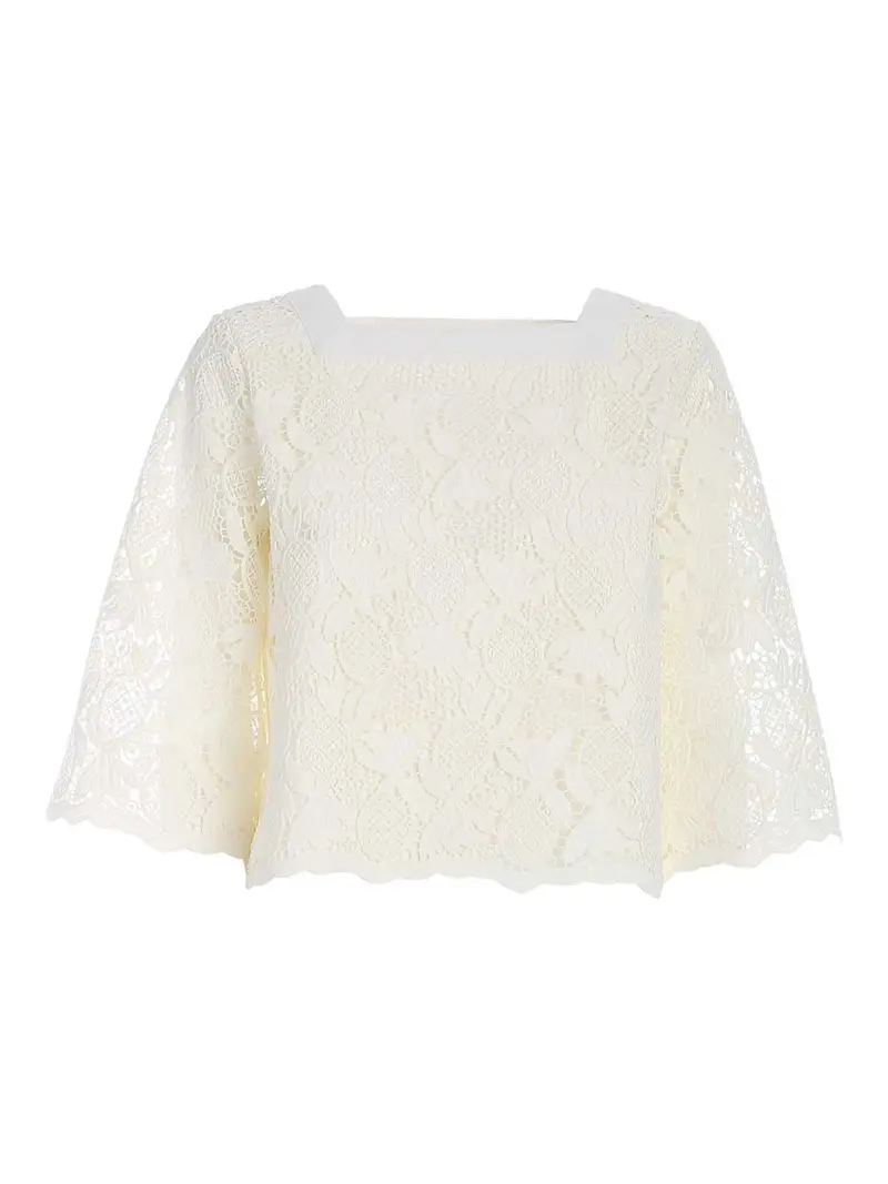 Blusa in pizzo color avorio Bianco
