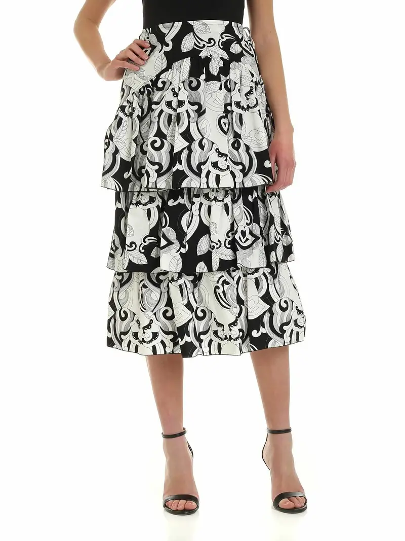 Gonna nera e bianca con rouches Bianco