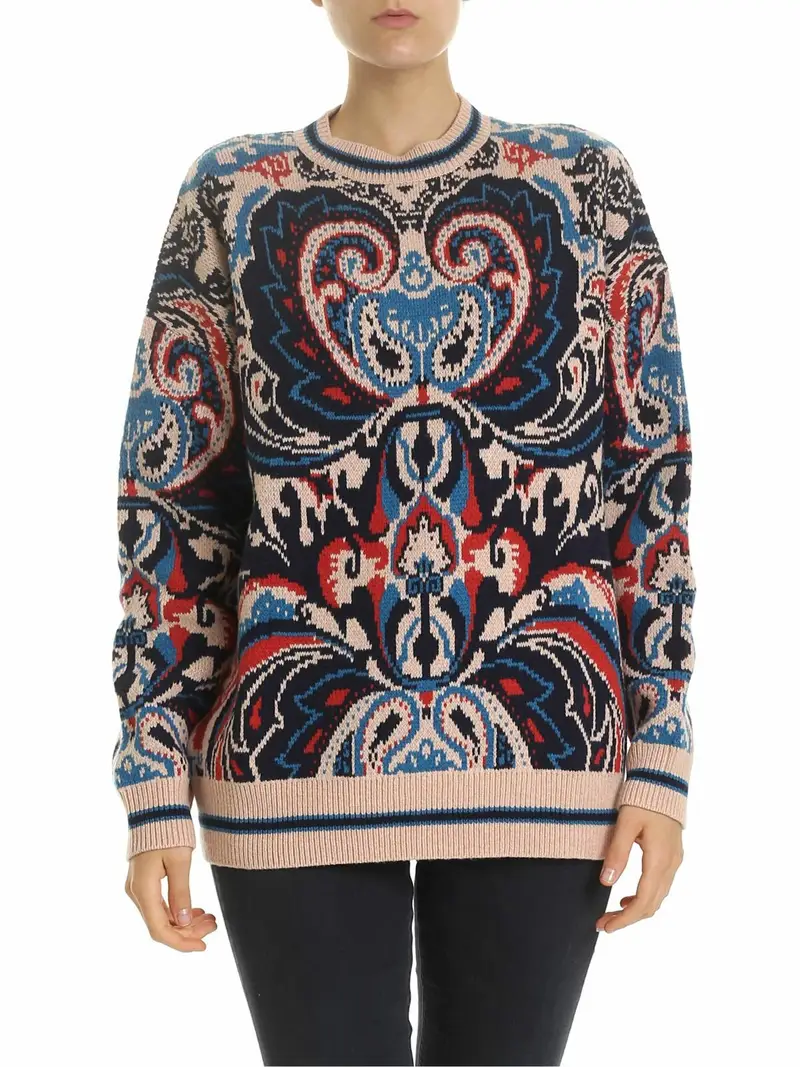 Pullover rosa con motivo a contrasto