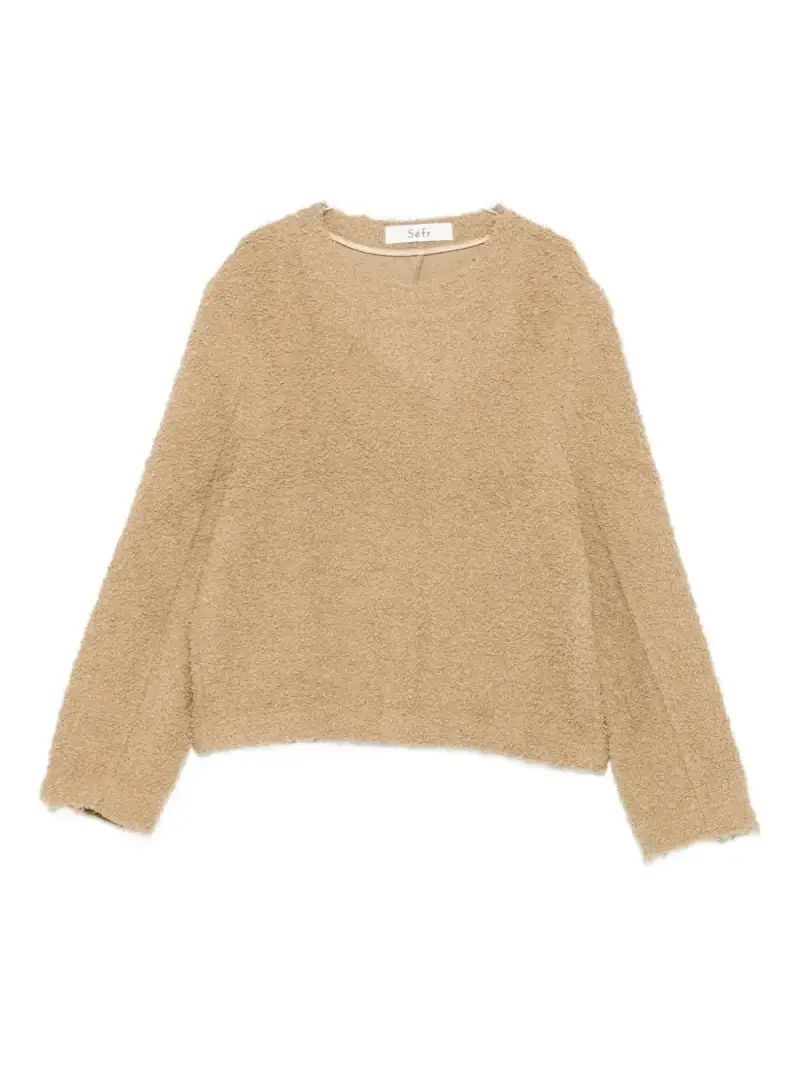 Sefr Maglione V-neck beige in lana