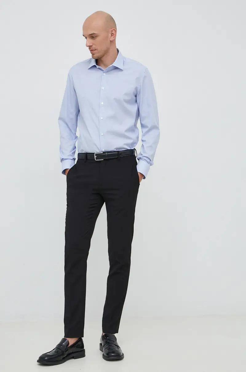 camicia in cotone uomo Blu miniatura 2