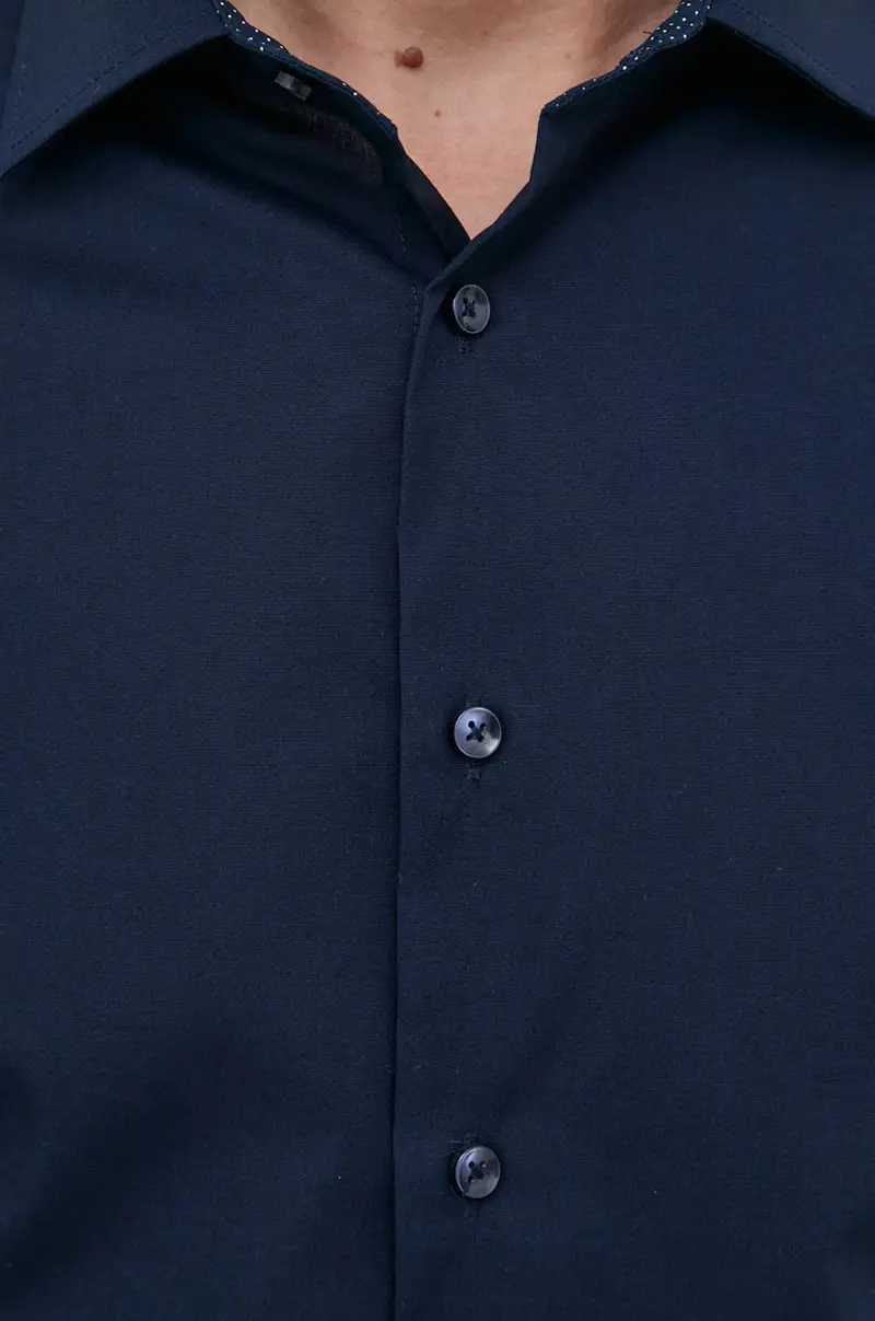 camicia in cotone uomo Blu navy miniatura 2