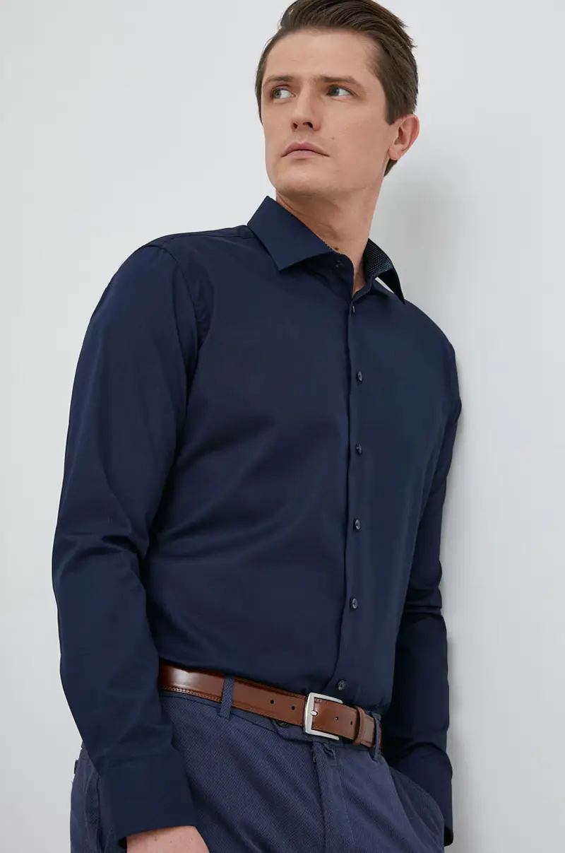 camicia in cotone uomo Blu navy miniatura 3