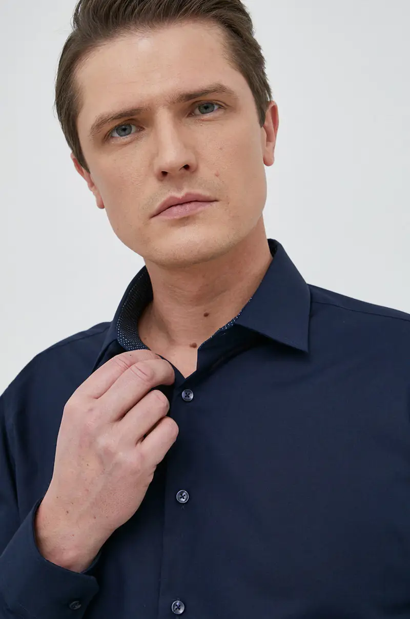 camicia in cotone uomo Blu navy