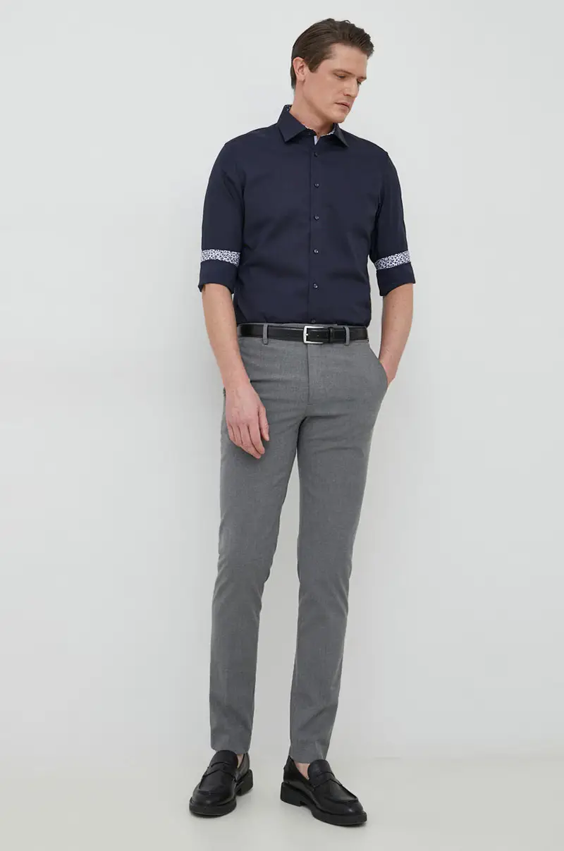 camicia in cotone uomo Blu navy miniatura 3