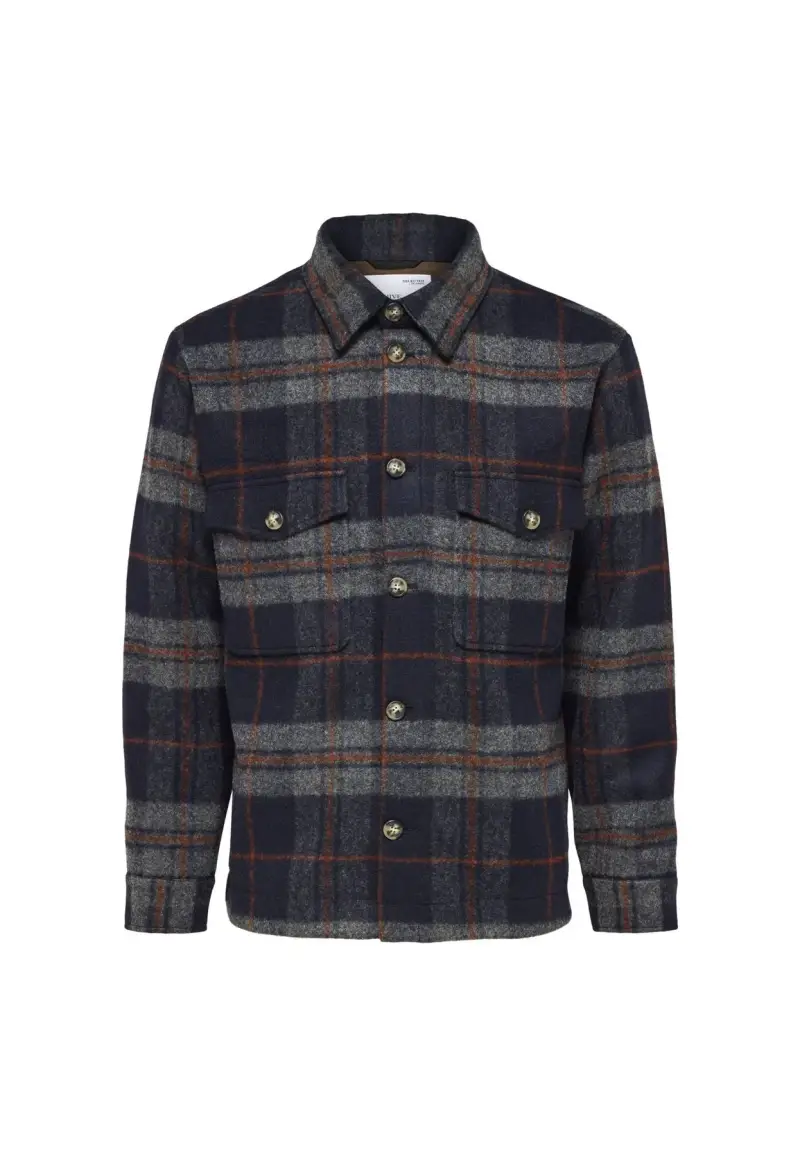 Giacca camicia in lana - S / Blu