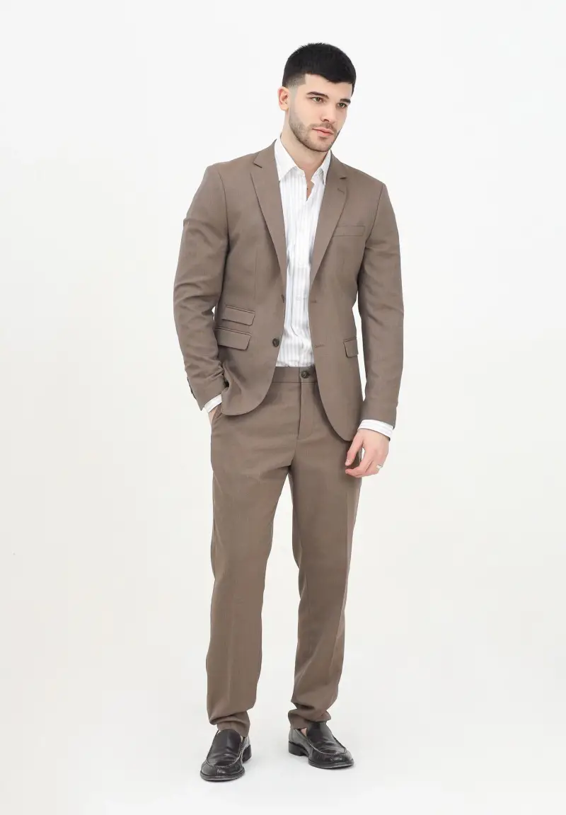 Selected Homme Pantaloni marroni uomo in tessuto miniatura 2