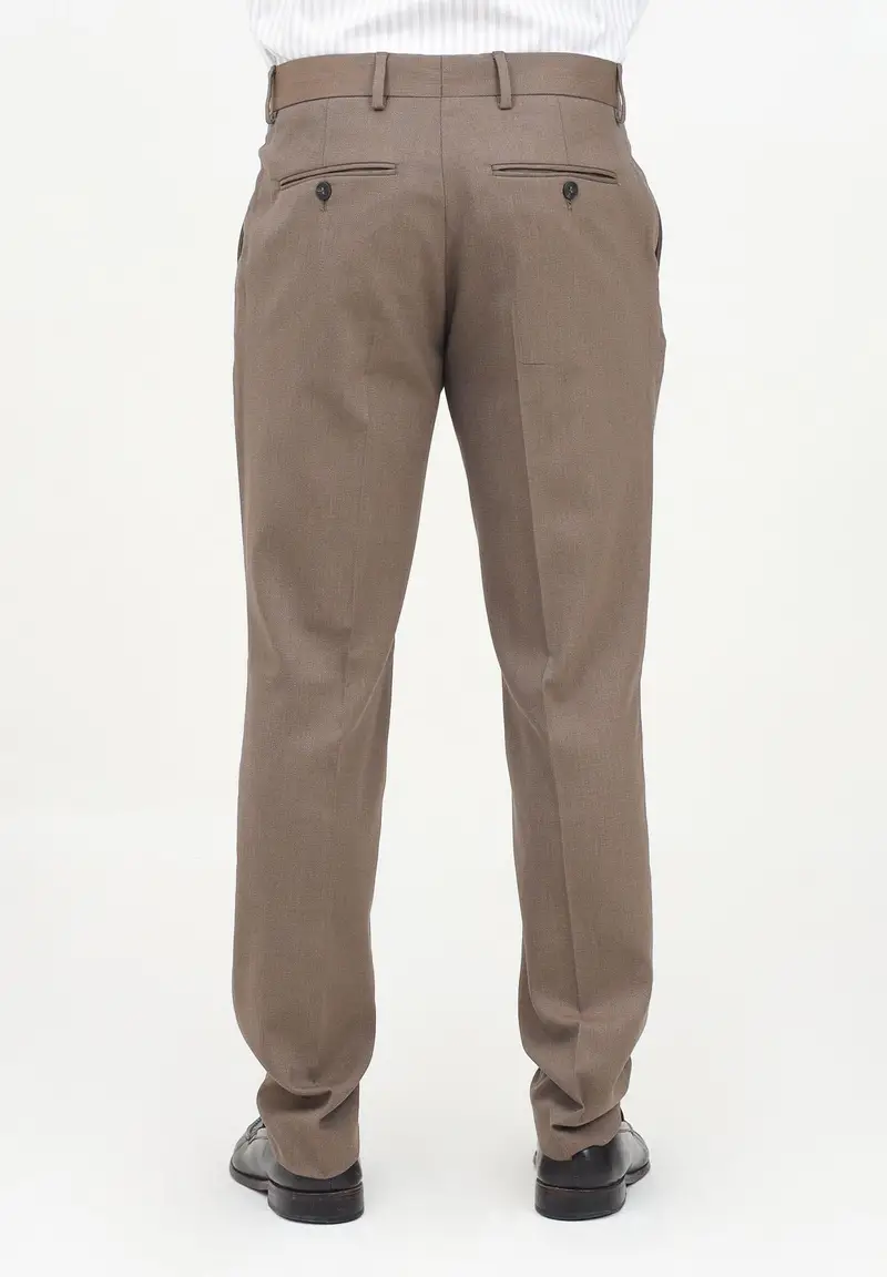 Selected Homme Pantaloni marroni uomo in tessuto miniatura 3