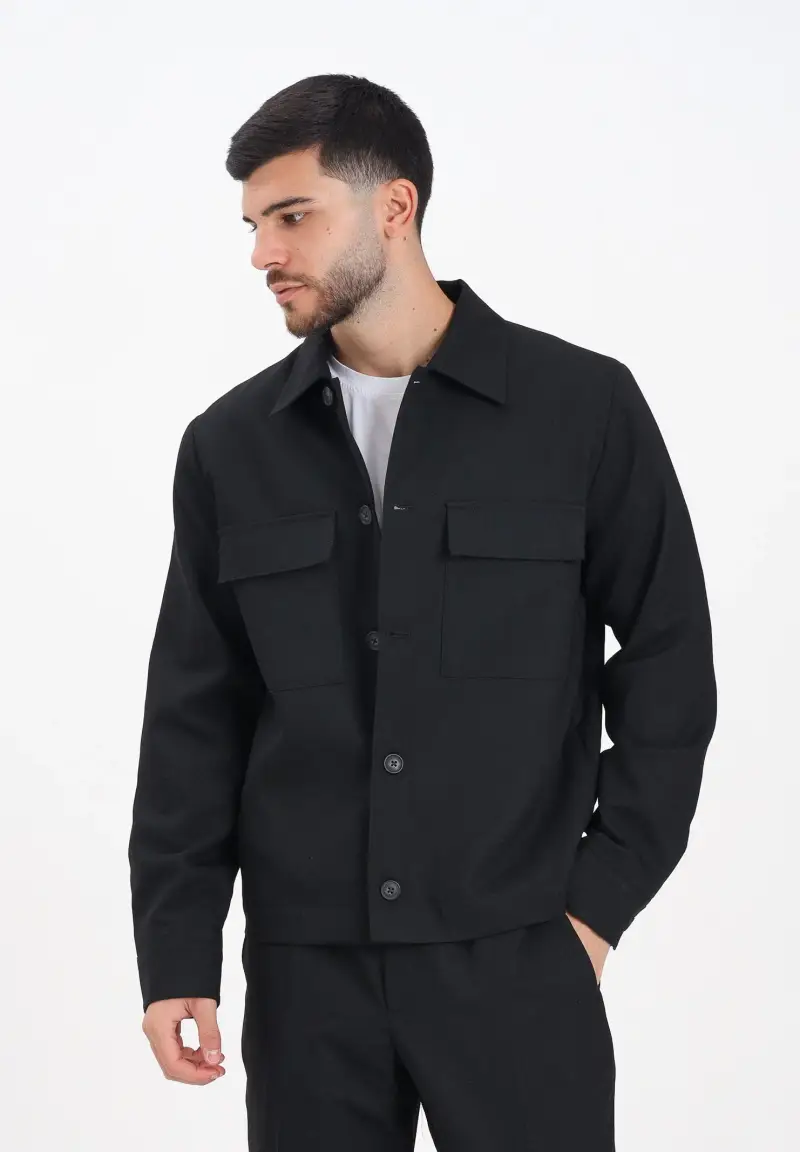 Camicia a manica lunga nera da uomo miniatura 2