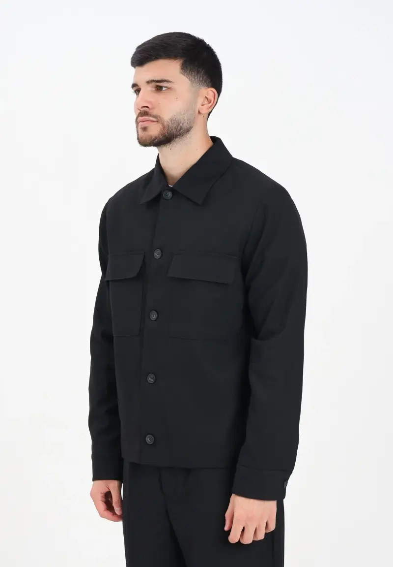 Camicia a manica lunga nera da uomo