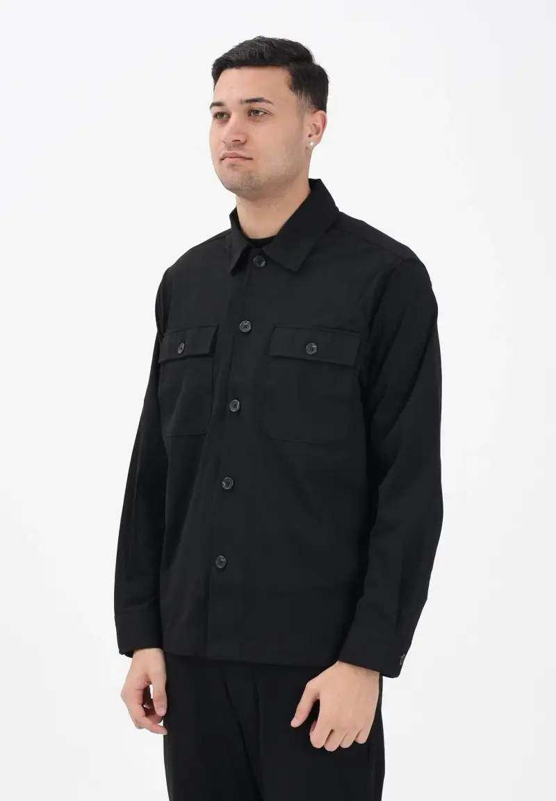 Camicia a manica lunga nera da uomo