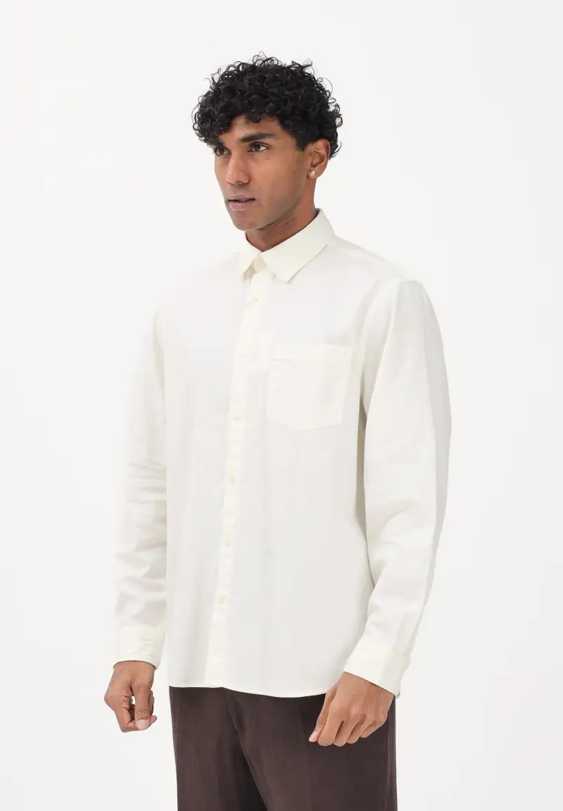 Camicia a manica lunga panna da uomo