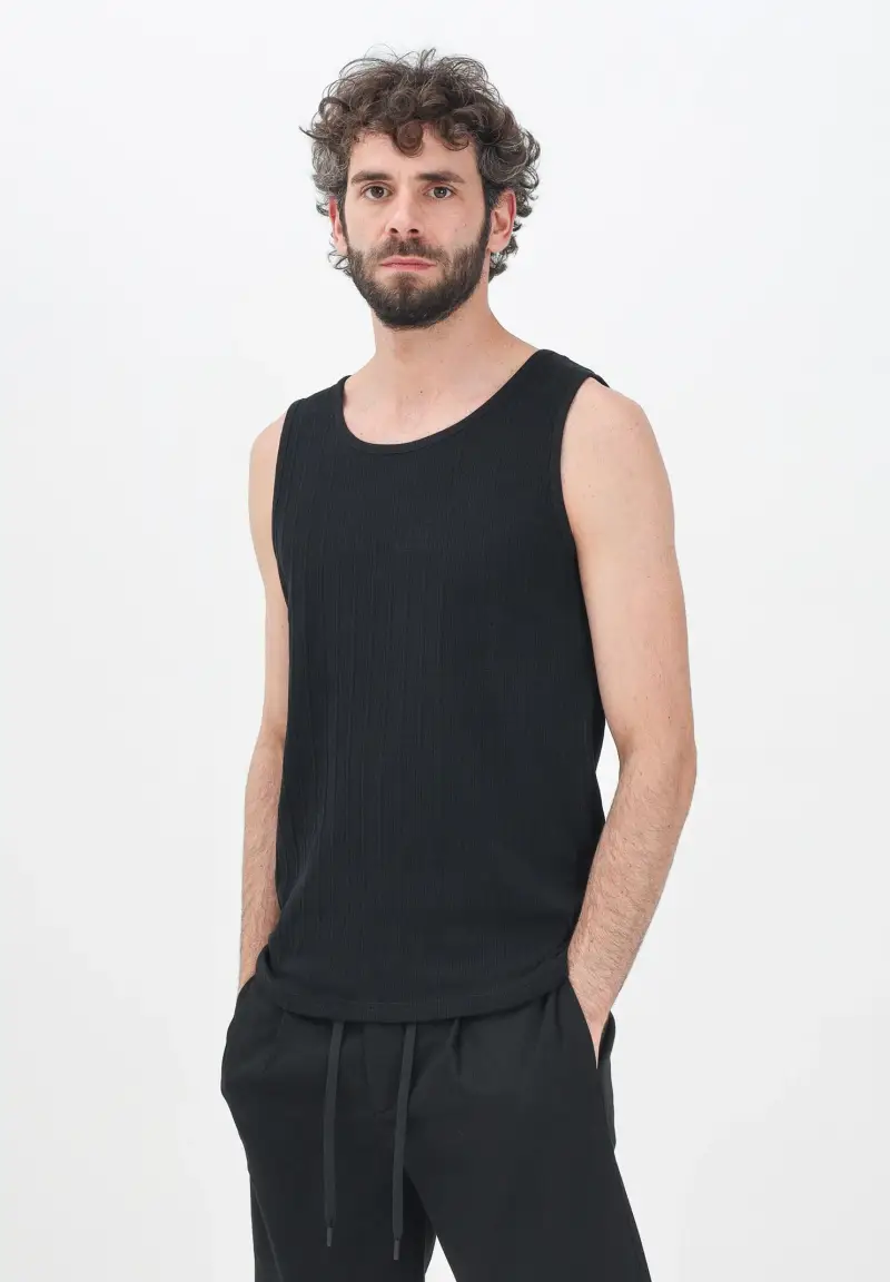 Selected Homme Canotta nera a costine da uomo miniatura 2