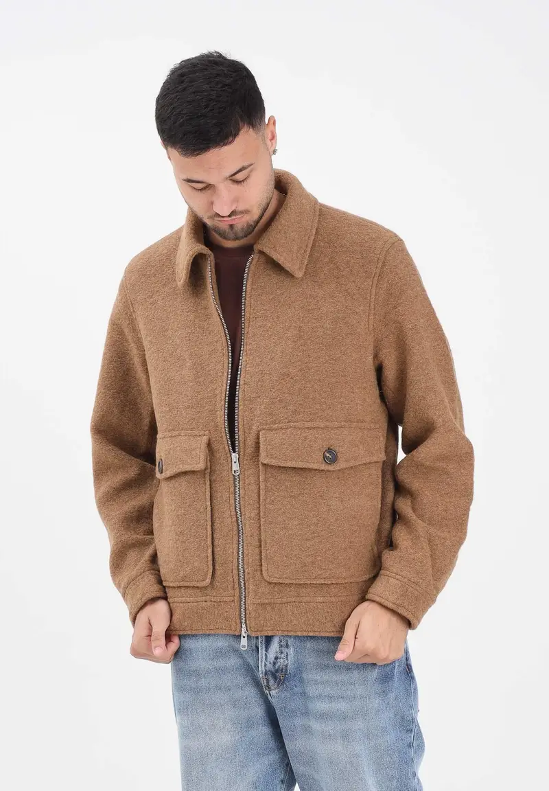 Cappotto corto cammello da uomo miniatura 2