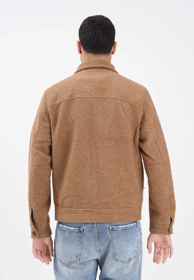 Cappotto corto cammello da uomo miniatura 3