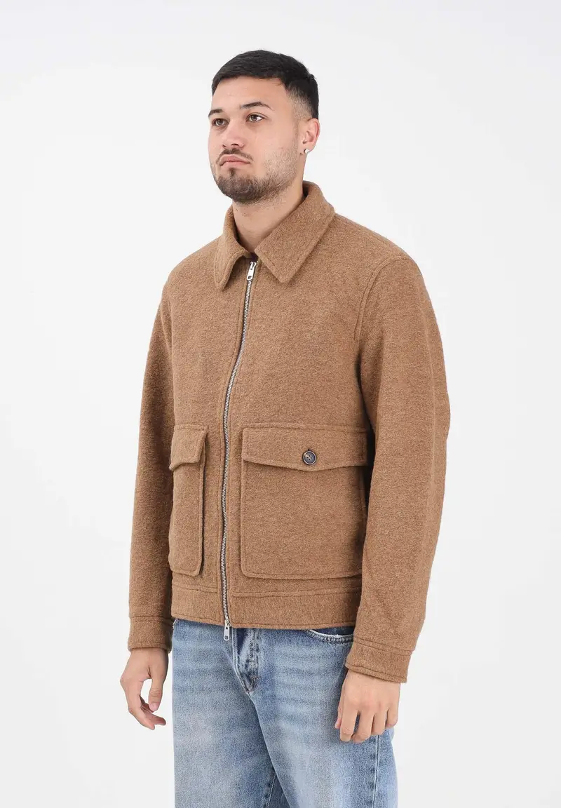 Cappotto corto cammello da uomo