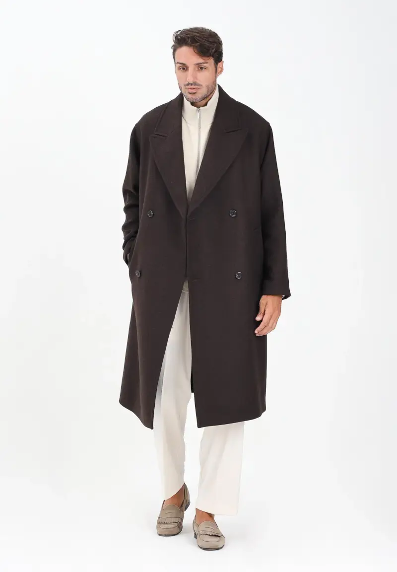Cappotto lungo marrone da uomo miniatura 2