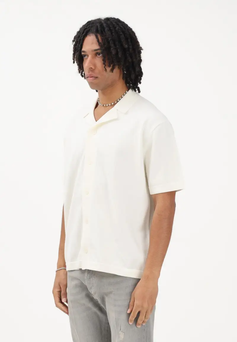 Cardigan panna da uomo con ricamo sul retro