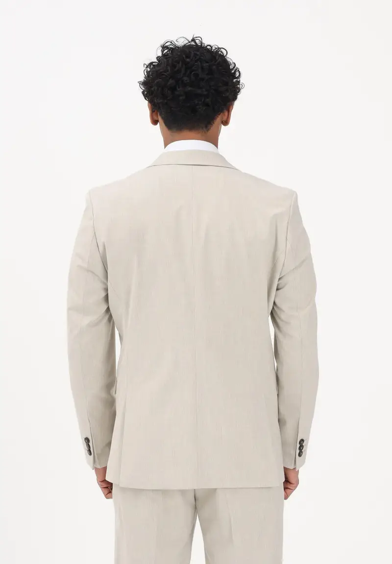 Giacca monopetto beige da uomo miniatura 3