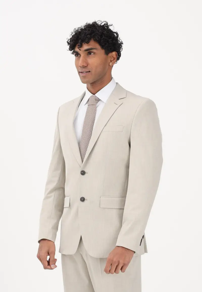 Giacca monopetto beige da uomo