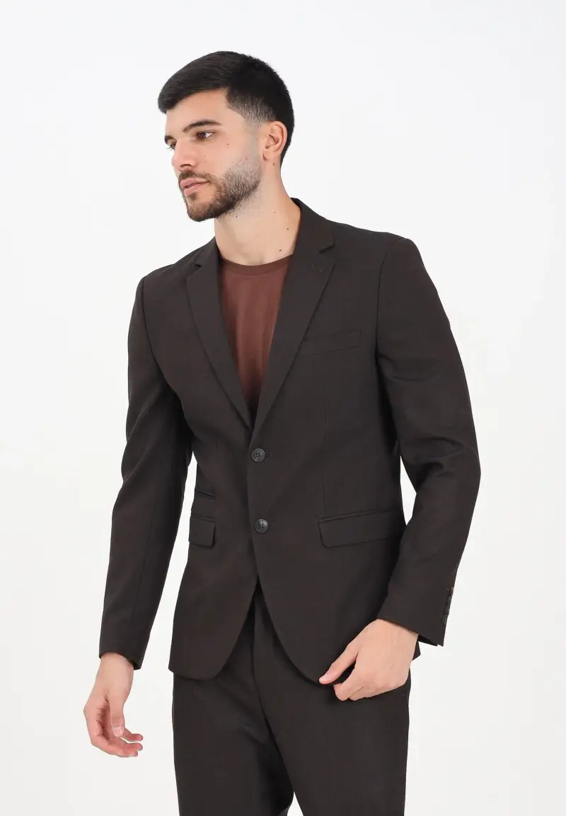 Giacca monopetto marrone da uomo miniatura 2