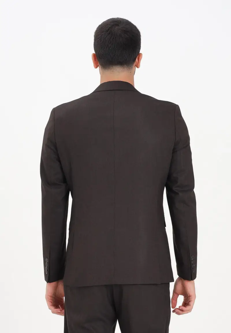 Giacca monopetto marrone da uomo miniatura 3