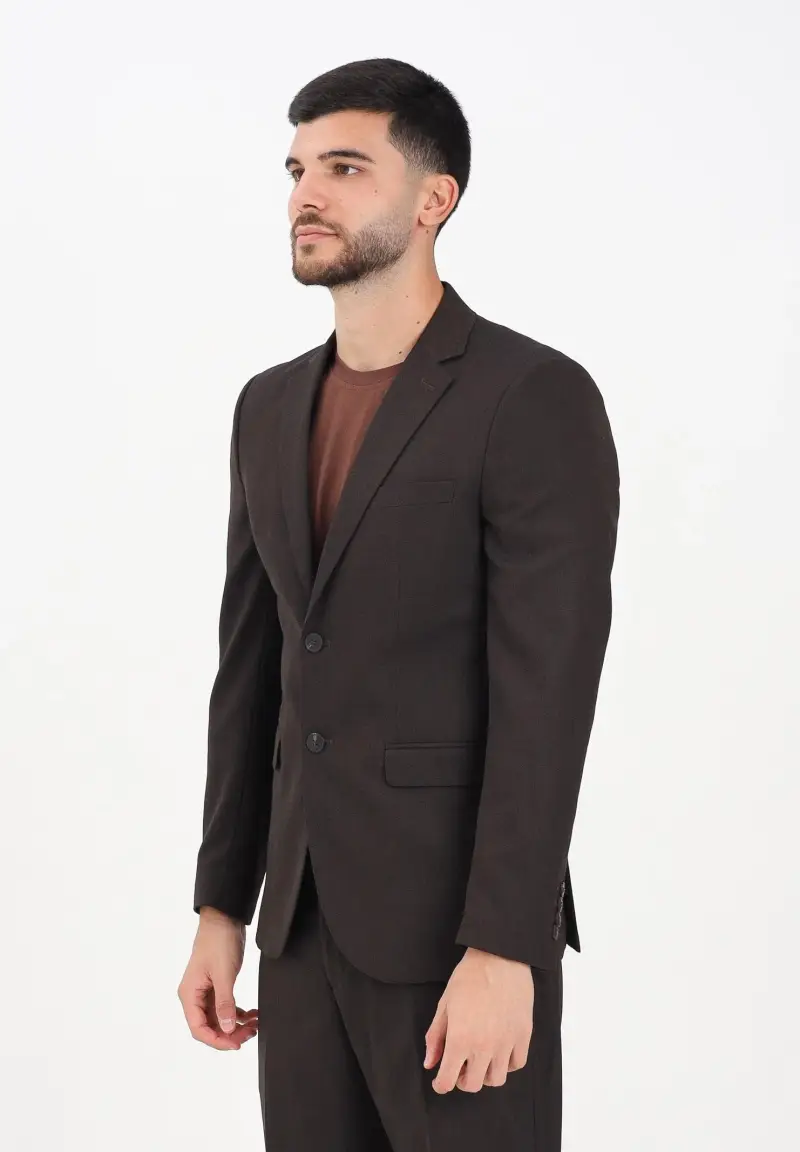 Giacca monopetto marrone da uomo