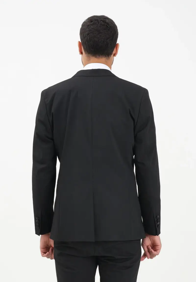 Giacca nera da uomo con collo in raso miniatura 3