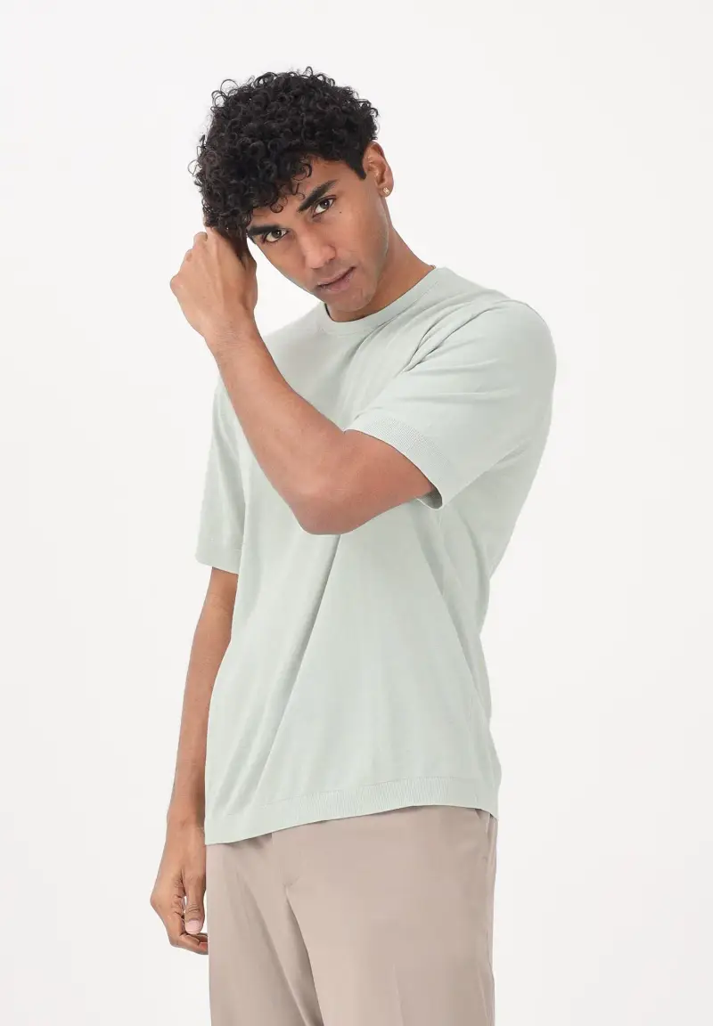 Maglia a manica corta verde acqua da uomo miniatura 2