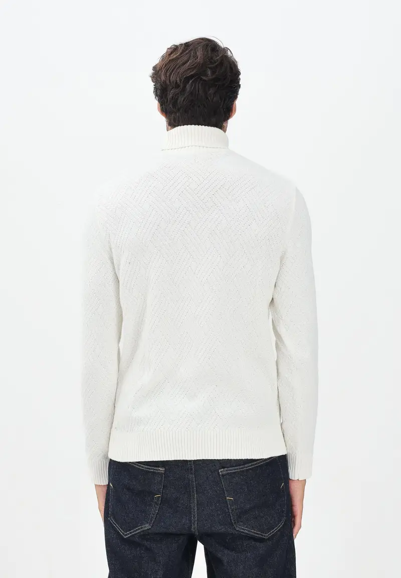 Maglioncino a collo alto panna da uomo miniatura 3