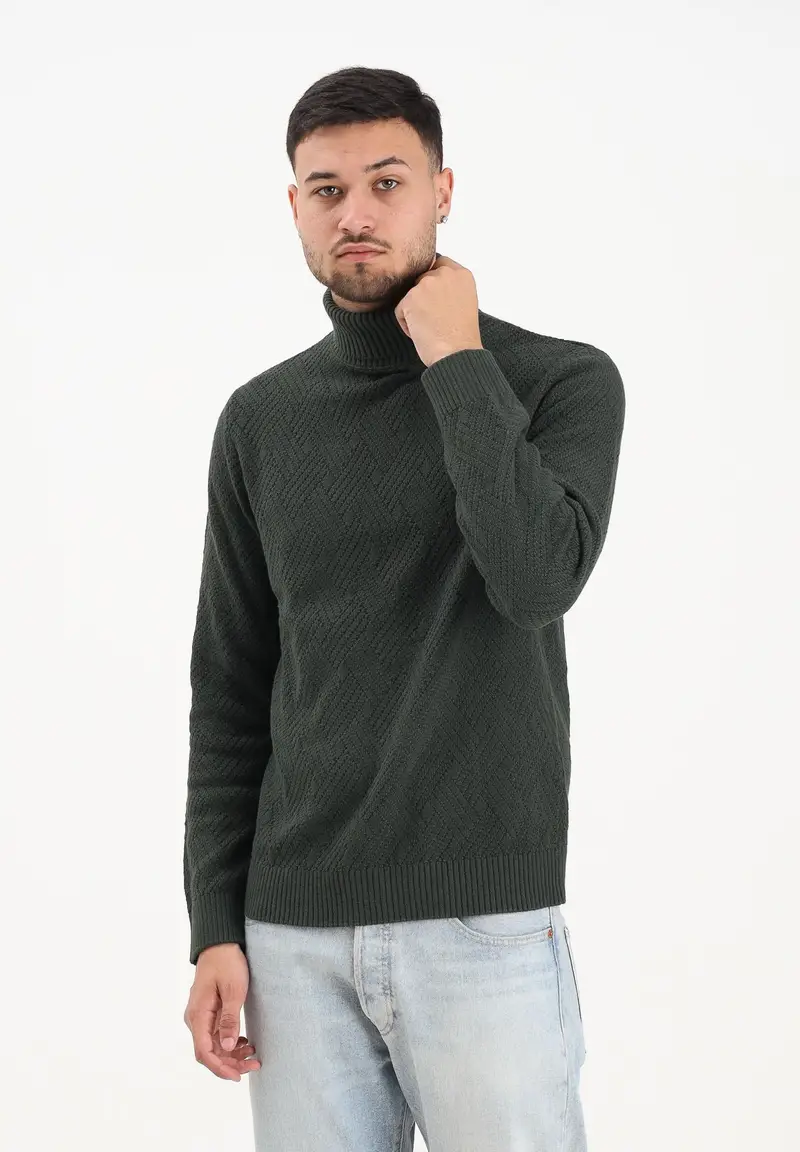 Maglioncino a collo alto verde bosco da uomo miniatura 2