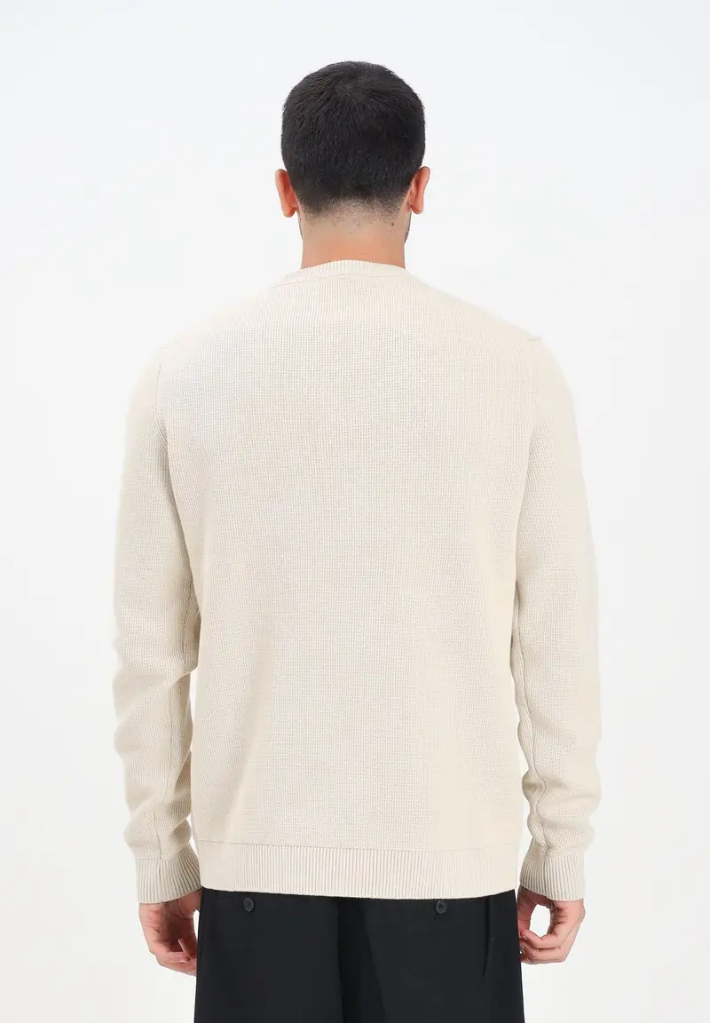 Maglioncino girocollo beige da uomo miniatura 3